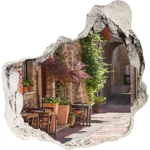 3D wall hole wallpaper A charming street in the town