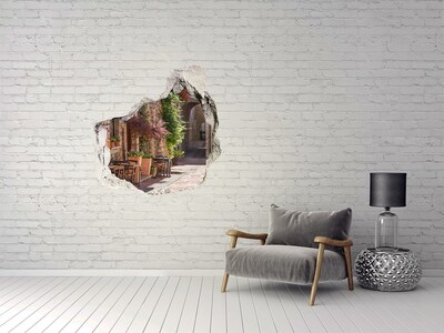 3D wall hole wallpaper A charming street in the town