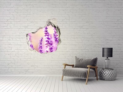 Hole in the wall decal Lavender flowers in a broken wall