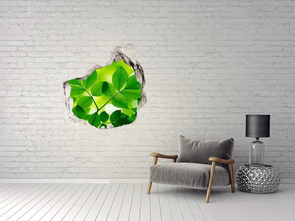 Hole in the wall decal Green leaves