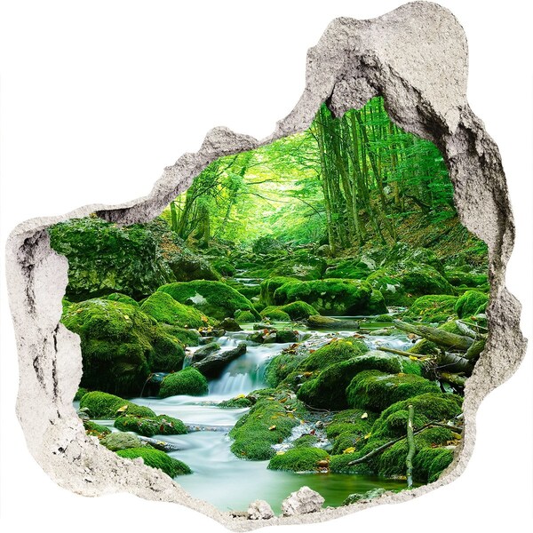 Hole in the wall decal Green stream in the forest