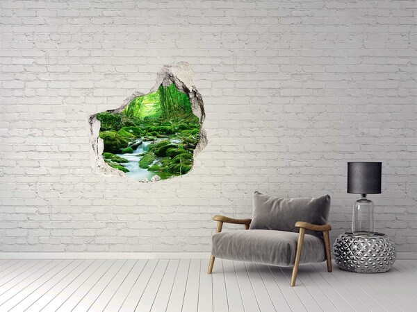 Hole in the wall decal Green stream in the forest