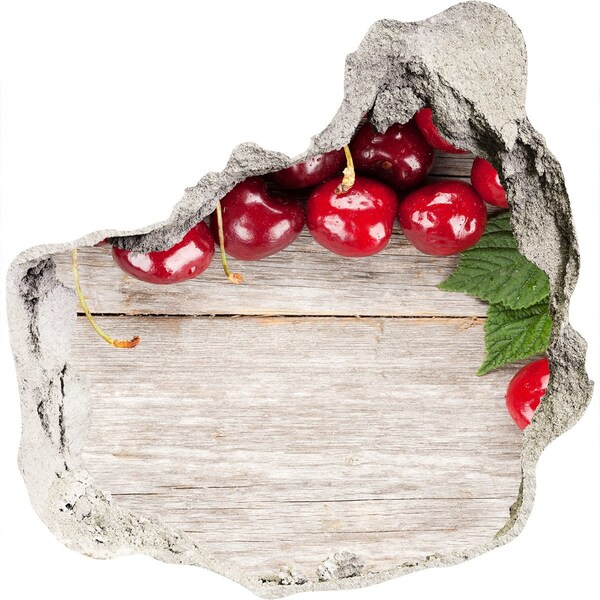 Hole in the wall sticker Cherries on wood