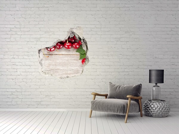 Hole in the wall sticker Cherries in concrete