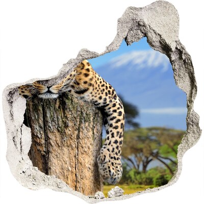 Hole in the wall sticker Leopard on the trunk