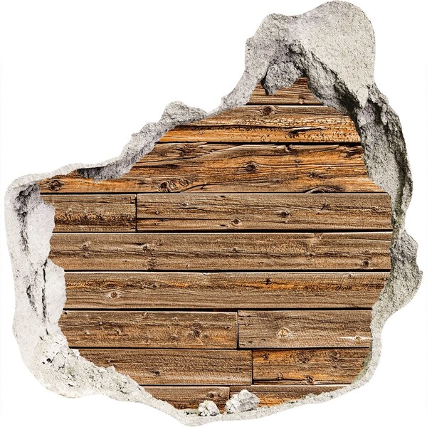 3D wall hole wallpaper A damaged wall with wooden planks