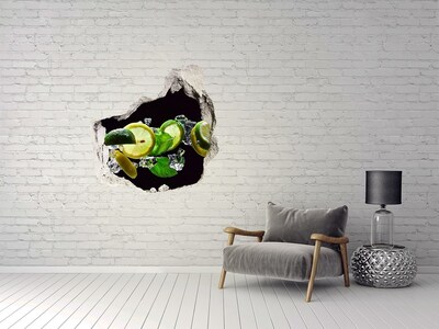3D wall hole wallpaper Refreshing lemon cocktail