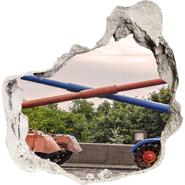 Hole in the wall sticker Tank battle in the ruins