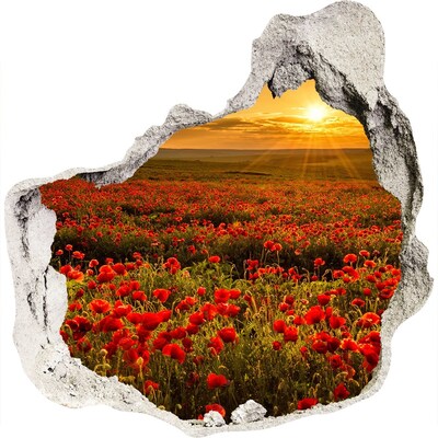 Hole in the wall decal Floral landscape at sunset