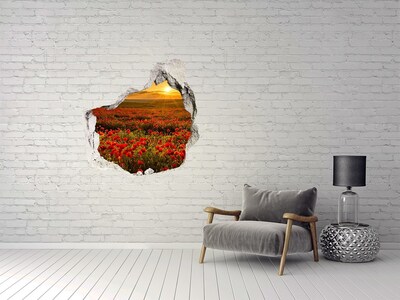 Hole in the wall decal Floral landscape at sunset