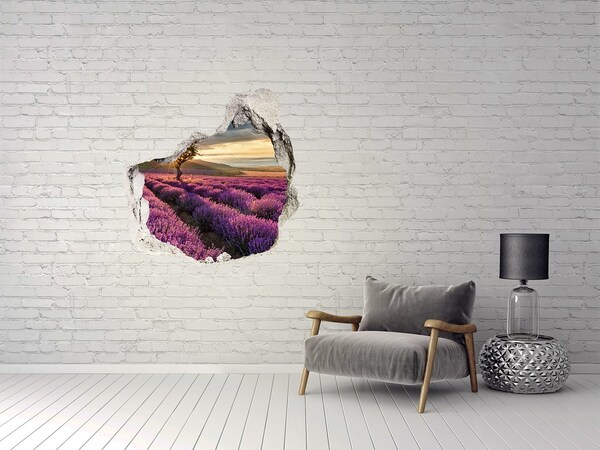Hole in the wall decal Lavender fields at sunset