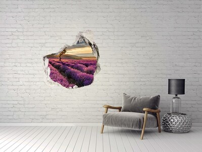 Hole in the wall decal Lavender fields at sunset