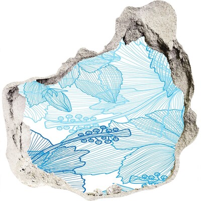 3D wall hole wallpaper The underwater world in blue