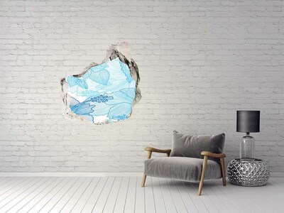 3D wall hole wallpaper The underwater world in blue
