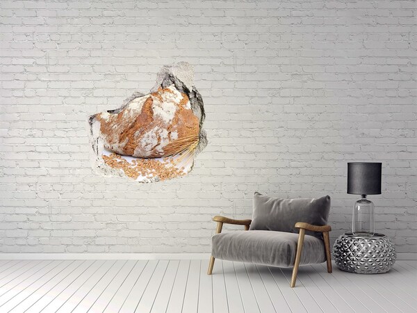 3D wall hole wallpaper Bread and wheat