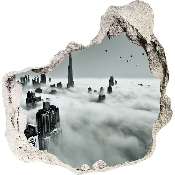 Hole wall sticker City in the clouds