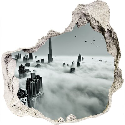 Hole wall sticker City in the clouds