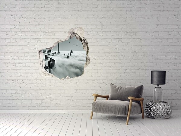 Hole wall sticker City in the clouds