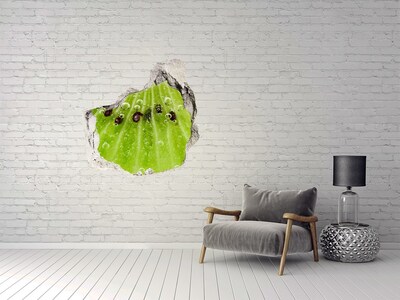 Hole wall sticker Green fruit with water drops