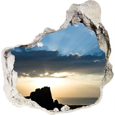 Hole in the wall decal Sunset over the sea