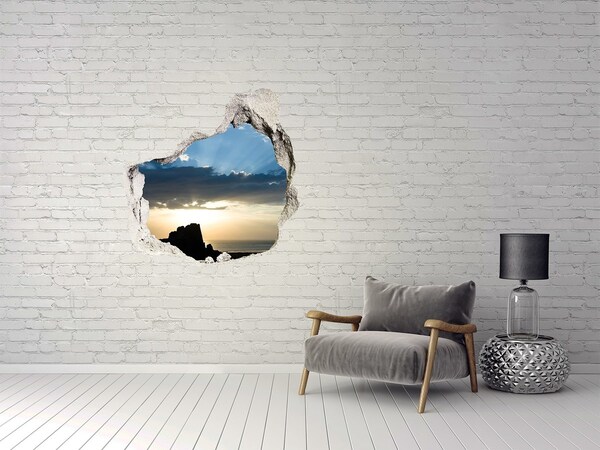 Hole in the wall decal Sunset over the sea