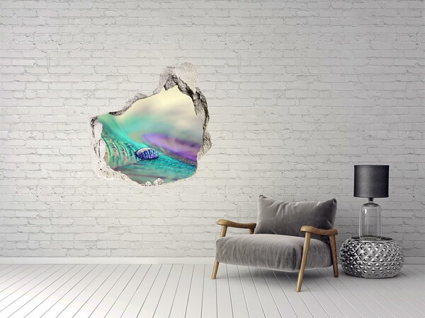 3D wall hole A drop on a peacock's feather