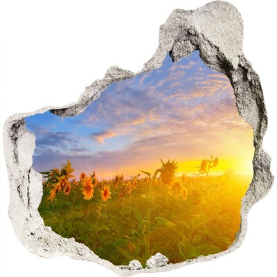 3D wall hole Sunflower field