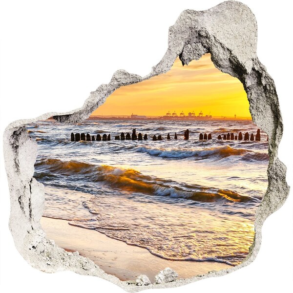 Hole wall sticker Sunset over the sea