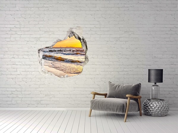 Hole wall sticker Sunset over the sea