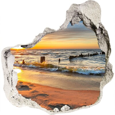Hole wall sticker Sunset over the sea