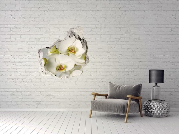 3D wall hole wallpaper Flowers in concrete