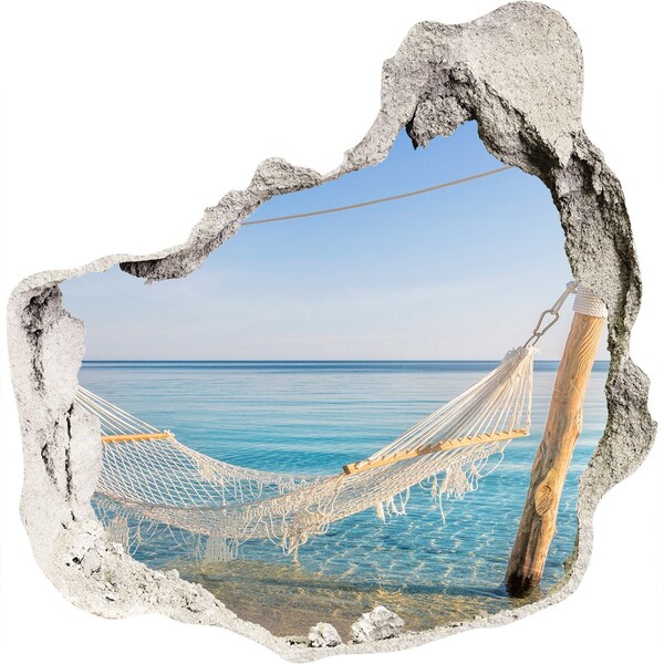 3D wall hole Tropical oasis with a hammock