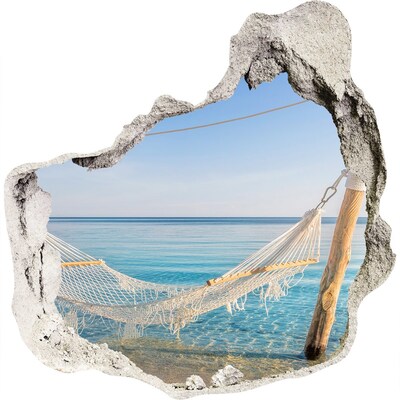 3D wall hole Tropical oasis with a hammock
