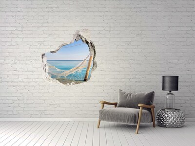 3D wall hole Tropical oasis with a hammock