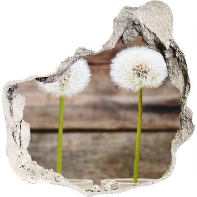 3D wall hole wallpaper Dandelion flowers in ruins
