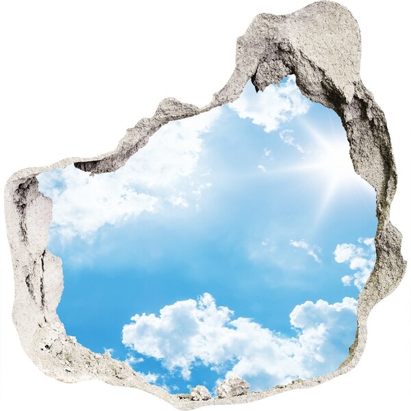 Hole in the wall sticker Blue sky with clouds