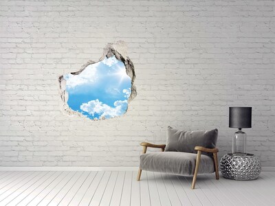 Hole in the wall sticker Blue sky with clouds