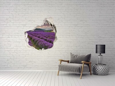 Hole in the wall sticker Lavender fields in the rays of the setting sun