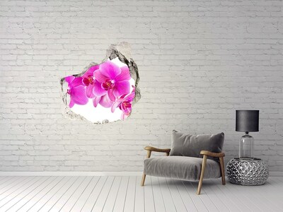 Hole wall sticker Orchid flowers in a concrete hole