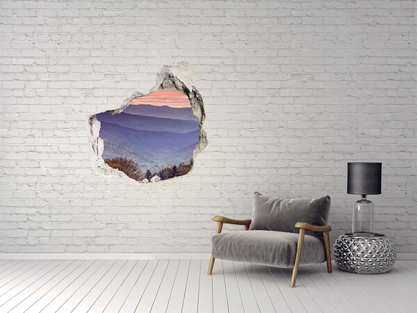 Hole wall sticker Sunset of the mountain