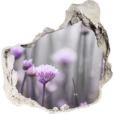 Hole in the wall decal Chives flowers