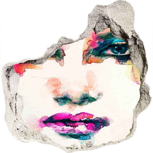 Hole in the wall sticker A colorful portrait in a hole in the wall
