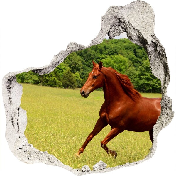Hole in the wall sticker Galloping Horse in a Scenic Meadow
