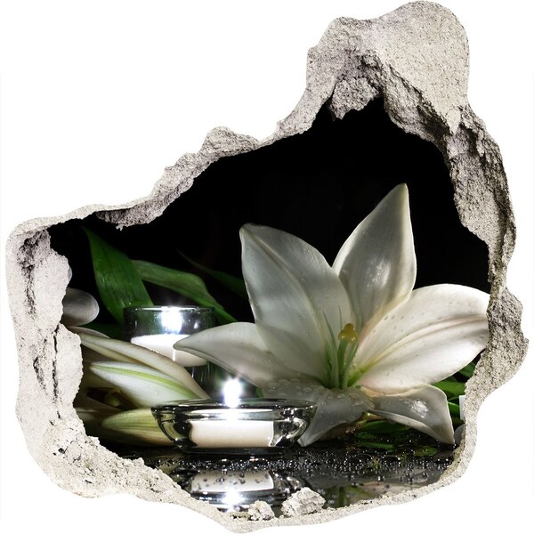 3D wall hole wallpaper White lily