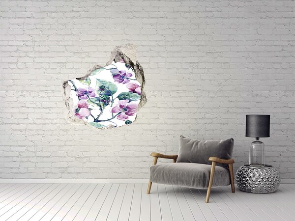 Hole in the wall sticker Floral mural in a damaged wall