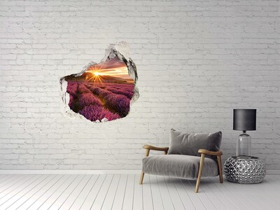 Hole in the wall decal Lavender field at sunset