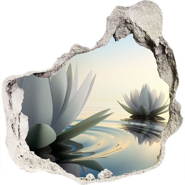 Hole in the wall decal Lotus flowers on the water