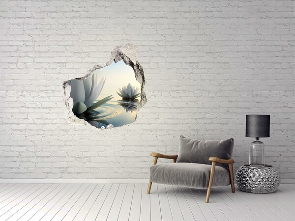 Hole in the wall decal Lotus flowers on the water