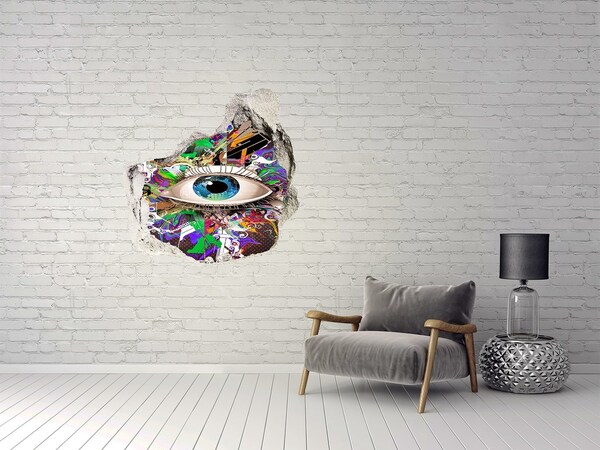 3D wall hole wallpaper Abstract eye