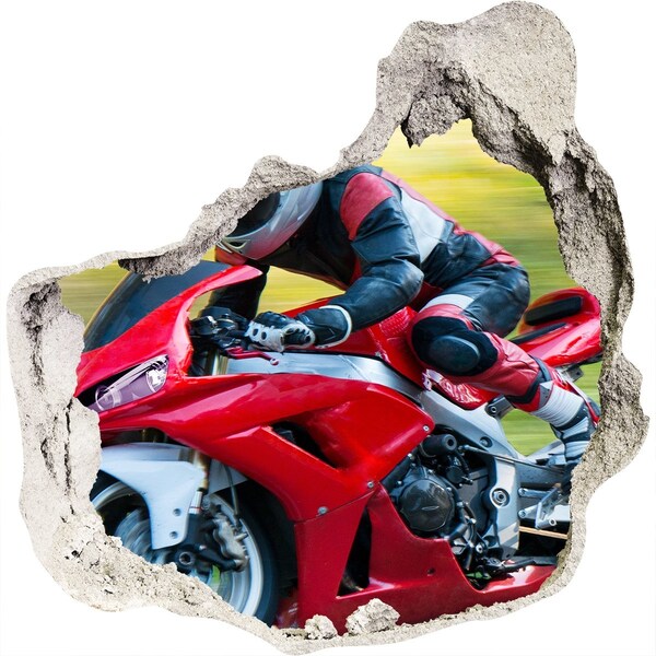 Hole in the wall sticker Motorbike